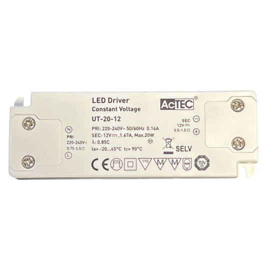 Alimentatore Trasformatore Ultra Slim 20W 12V 1.67A Tensione Costante 103X36X16 mm