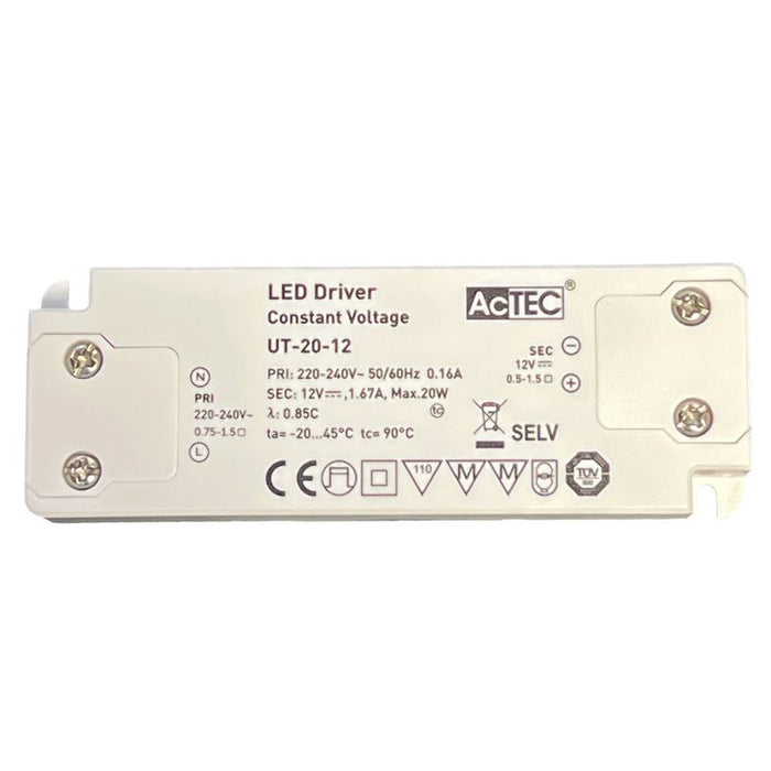 Alimentatore Trasformatore Ultra Slim 20W 12V 1.67A Tensione Costante 103X36X16 mm