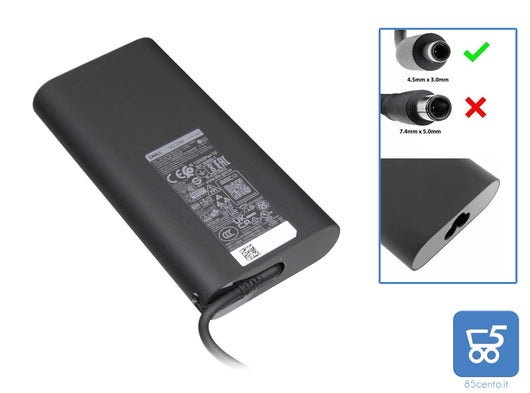 Alimentatore originale DELL 90W 19,5V 4,62A per Laptop Connettore Tondo 4,5x3,0mm