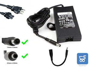Alimentatore originale Dell 19,5V 130W 6,7A connettore tondo grande 7.4x5.0mm più adattatore a spinotto piccolo 4.5x3.0 con cavo di alimentazione - USATO