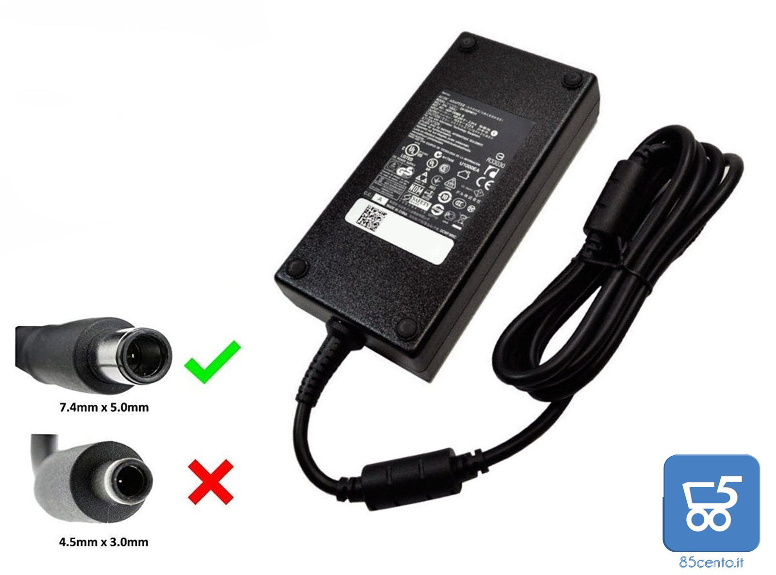 Alimentatore originale Dell 19,5V 180W 9,23A connettore tondo 7.4x5.0mm per Notebook Latitude Vostro - Usato