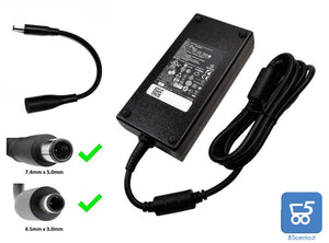 Alimentatore originale Dell 19,5V 180W 9,23A connettore tondo grande 7.4x5.0mm più adattatore a spinotto piccolo 4.5x3.0 per Notebook AIO Tiny Latitude XPS Vosrto - USATO