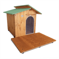 CUCCIA IN LEGNO PER CANI DA ESTERNO MODELLO ALPI CON DAVANZALE C-SETTER  CON "TENDINA OMAGGIO" L.90 x P.137 x H.80