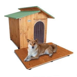 CUCCIA IN LEGNO PER CANI DA ESTERNO MODELLO ALPI CON DAVANZALE C-PASTORE  CON "TENDINA OMAGGIO" L.100 x P.156 x H.95