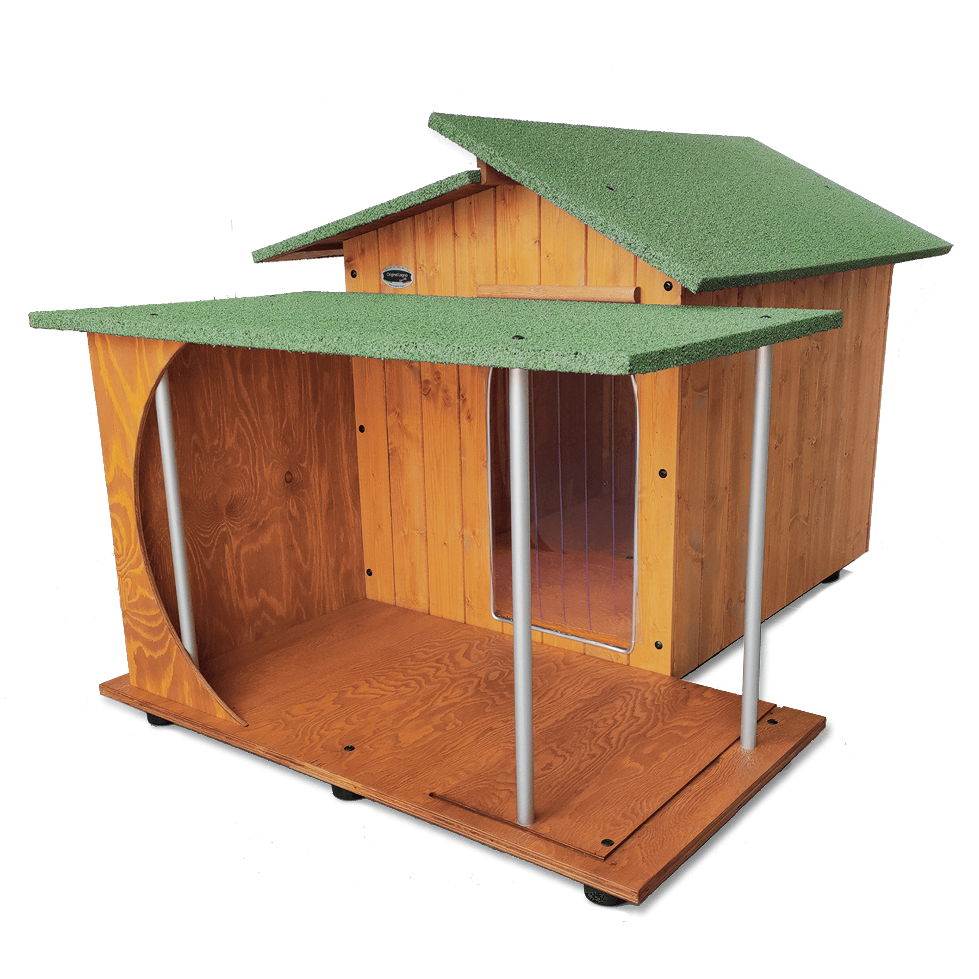 CUCCIA IN LEGNO PER CANI DA ESTERNO MODELLO ALPI CON VERANDA C-SETTER CON "TENDINA OMAGGIO" L.93 x P.130 x H.80