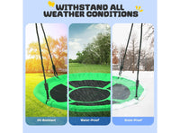 Altalena Rotonda da Esterno Verde Ø 100 cm – Struttura Metallo, Seduta Imbottita in Tessuto, Corde Regolabili per Bambini e Adulti