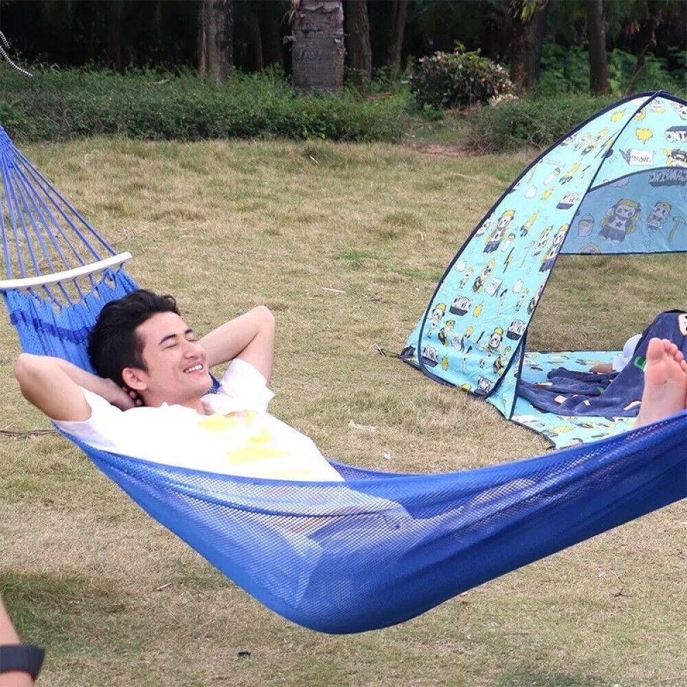 Amaca da giardino sospesa in legno e rete singola 185 x 135cm Art. 94921