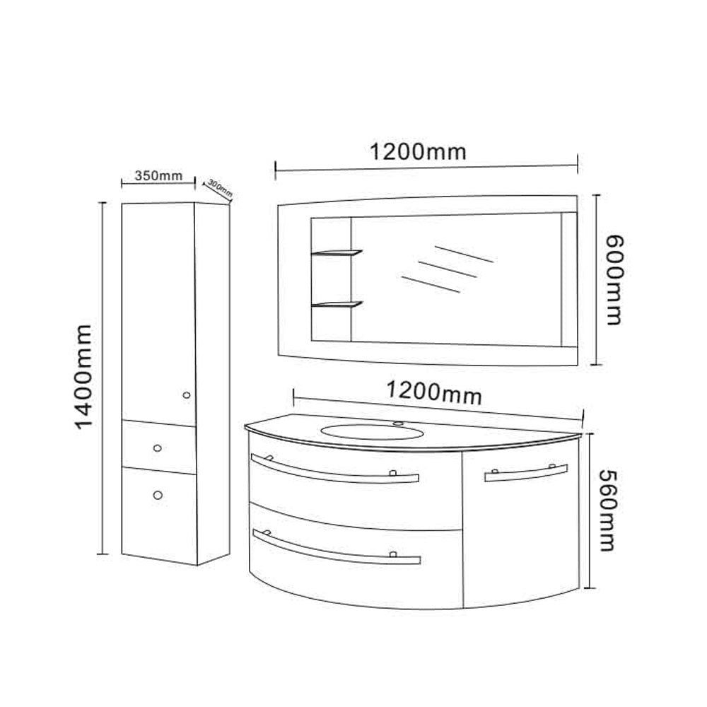 Mobile bagno bianco 120 cm con Colonna e Lavabo incluso - White Ambassador