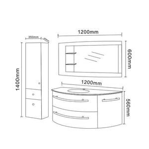Mobile bagno bianco 120 cm con Colonna e Lavabo incluso - White Ambassador