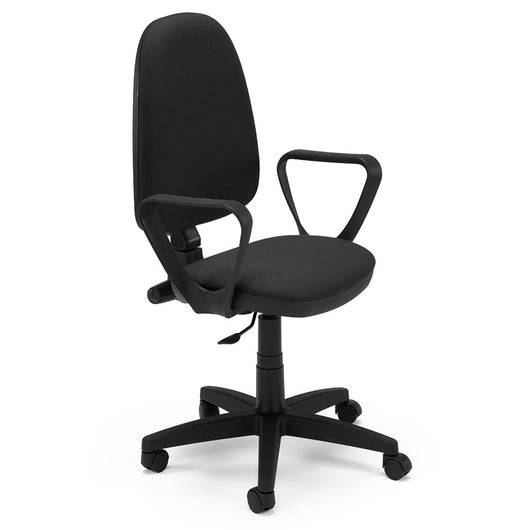 Sedia Girevole da Ufficio MADE IN ITALY America con schienale alto e seduta imbottita, sistema di elevazione regolabile a gas, colore Nero