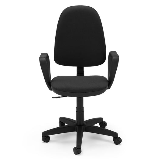 Sedia Girevole da Ufficio MADE IN ITALY America con schienale alto e seduta imbottita, sistema di elevazione regolabile a gas, colore Nero