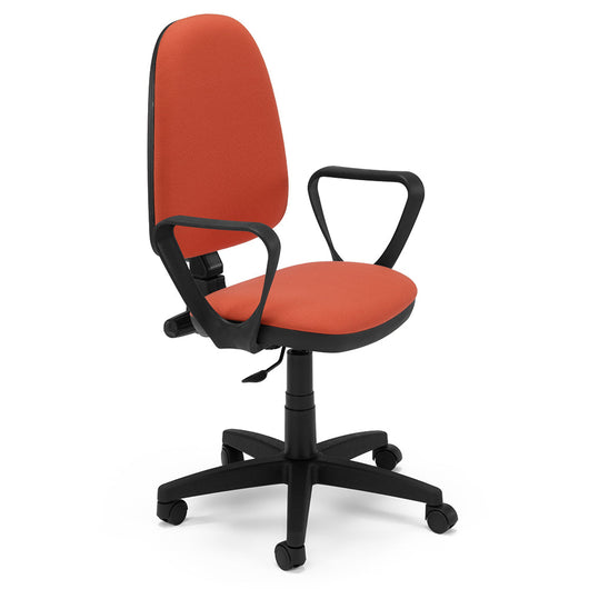 Sedia Girevole da Ufficio MADE IN ITALY America con schienale alto e seduta imbottita, sistema di elevazione regolabile a gas, colore Rosso