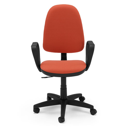 Sedia Girevole da Ufficio MADE IN ITALY America con schienale alto e seduta imbottita, sistema di elevazione regolabile a gas, colore Rosso