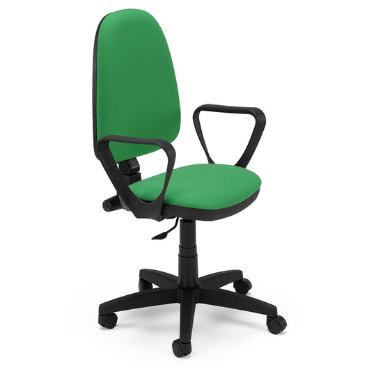 Sedia Girevole da Ufficio MADE IN ITALY America con schienale alto e seduta imbottita, sistema di elevazione regolabile a gas, colore Verde