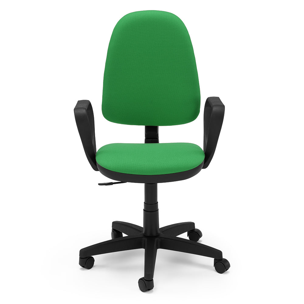 Sedia Girevole da Ufficio MADE IN ITALY America con schienale alto e seduta imbottita, sistema di elevazione regolabile a gas, colore Verde