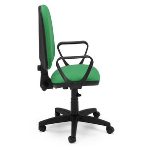 Sedia Girevole da Ufficio MADE IN ITALY America con schienale alto e seduta imbottita, sistema di elevazione regolabile a gas, colore Verde