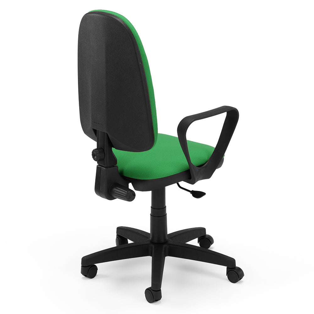 Sedia Girevole da Ufficio MADE IN ITALY America con schienale alto e seduta imbottita, sistema di elevazione regolabile a gas, colore Verde