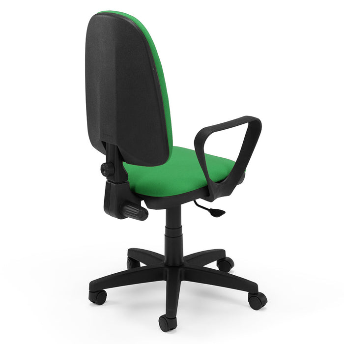 Sedia Girevole da Ufficio MADE IN ITALY America con schienale alto e seduta imbottita, sistema di elevazione regolabile a gas, colore Verde