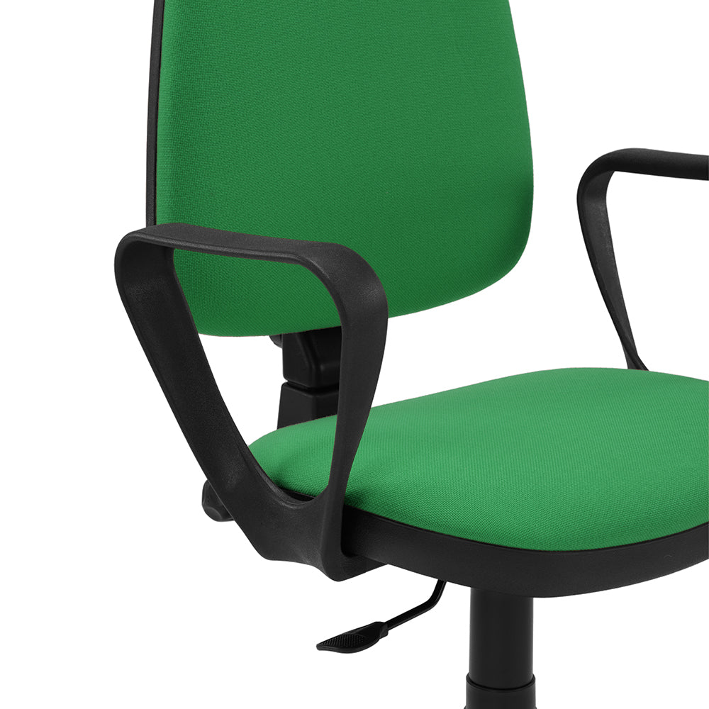 Sedia Girevole da Ufficio MADE IN ITALY America con schienale alto e seduta imbottita, sistema di elevazione regolabile a gas, colore Verde