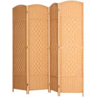Paravento da interno in legno a 4 pannelli pieghevole, 180 x 180 cm, Marrone chiaro