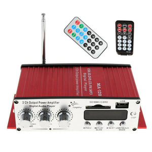 Amplificatore audio 12V casa auto 2 canali 40W RMS 4-16 Ohm telecomando MA-120