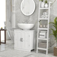kleankin Mobile sottolavabo bagno mobile vasca con doppia porta e ripiano regolabile, 60x30x60cm, bianco
