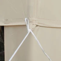 Gazebo da Giardino 3x3m con Zanzariera, Doppio Tetto e Telaio in Metallo, Beige