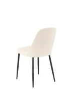 E-STYLO Sedia da pranzo in tessuto beige e gambe in metallo nero, imbottita, 55cm X 46cm H. 85cm.