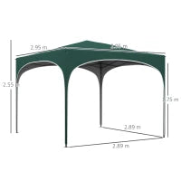 Gazebo da Giardino ad Altezza Regolabile con Fori di Drenaggio e Borsa da Trasporto, in Metallo, Verde