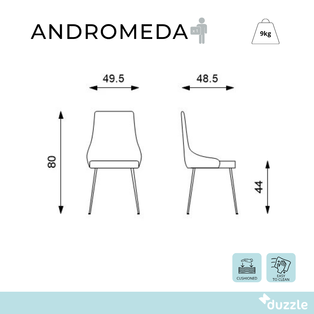 Andromeda,  Sedia in microfibra Ruggine (48.5cm X 49.5cm H. 80cm) | Duzzle