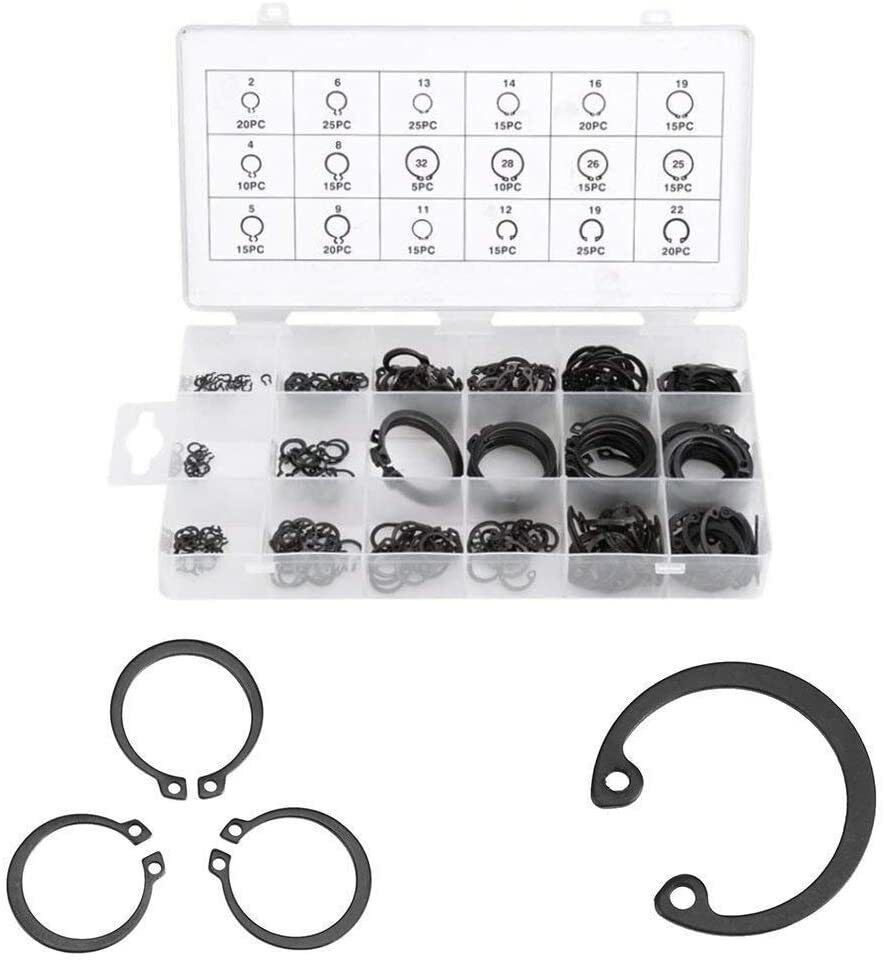 Anelli elastici C-Clips 300 Pezzi Rondelle tipo C interno ed esterno