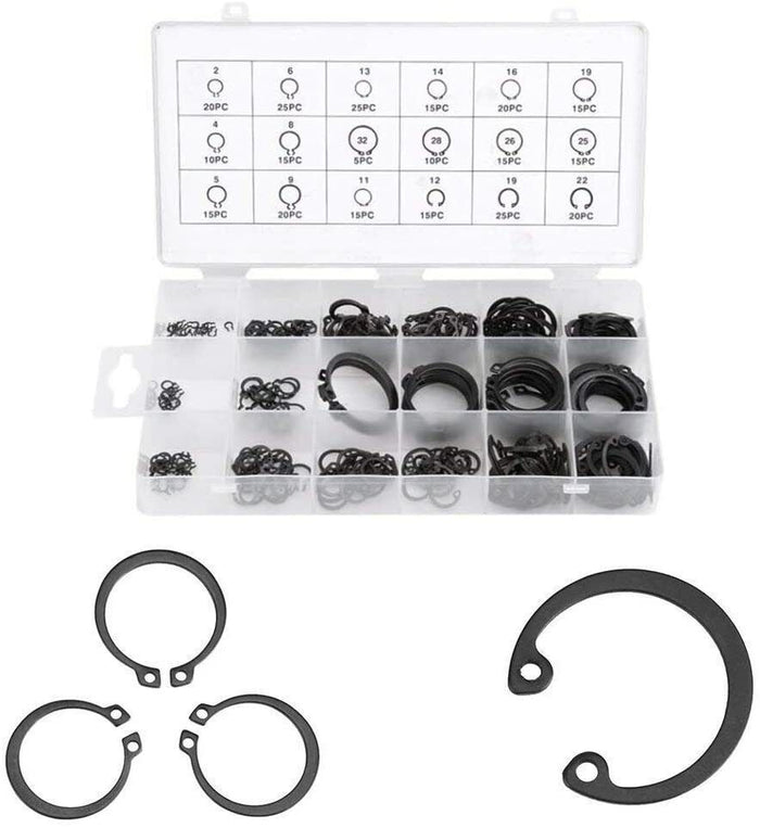 Anelli elastici C-Clips 300 Pezzi Rondelle tipo C interno ed esterno