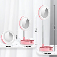 Anello luminoso specchio LED telescopico con supporto cellulare selfie 3 luci