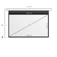 Telo per Proiettore 84" 16:9 Motorizzato con Telecomando, 215x8x140cm, Bianco