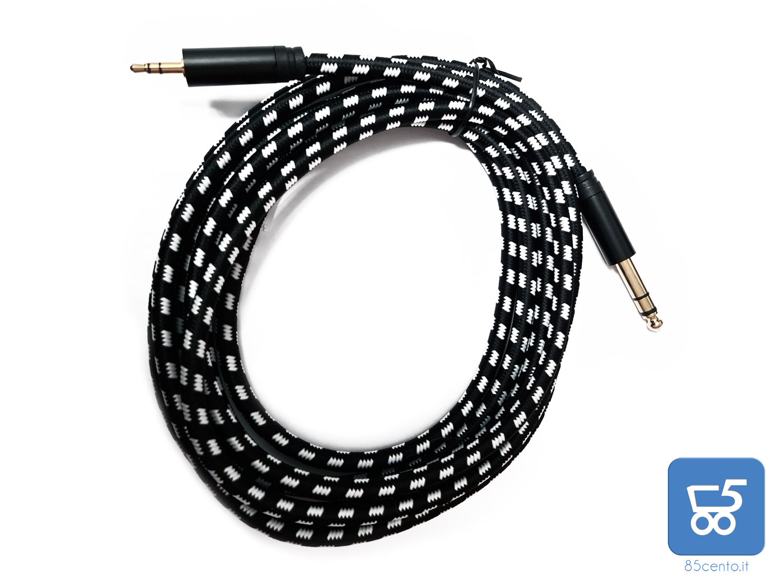 Anpro Cavo Audio Professionale 3mt Jack 3,5mm a 6,35mm per Strumenti Audio Telato Tastiere Oro