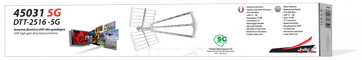 Antenna Televisiva Digitale Terrestre Esterno 16 DB 45031 5g Antenna