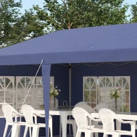 Gazebo da Giardino 6x3 m Regolabile in Altezza con Pareti Removibili, in Acciaio e Poliestere, Blu