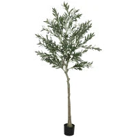 Pianta Artificiale di Olivo Alta 180 cm, Albero Finto con 900 Foglie e 40 Olive, Vaso Incluso