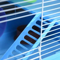 Gabbia per Criceti a 2 Livelli con Serbatoio per Acqua, Vassoio, Tubo e Ruota per Criceti, 46x30x37 cm