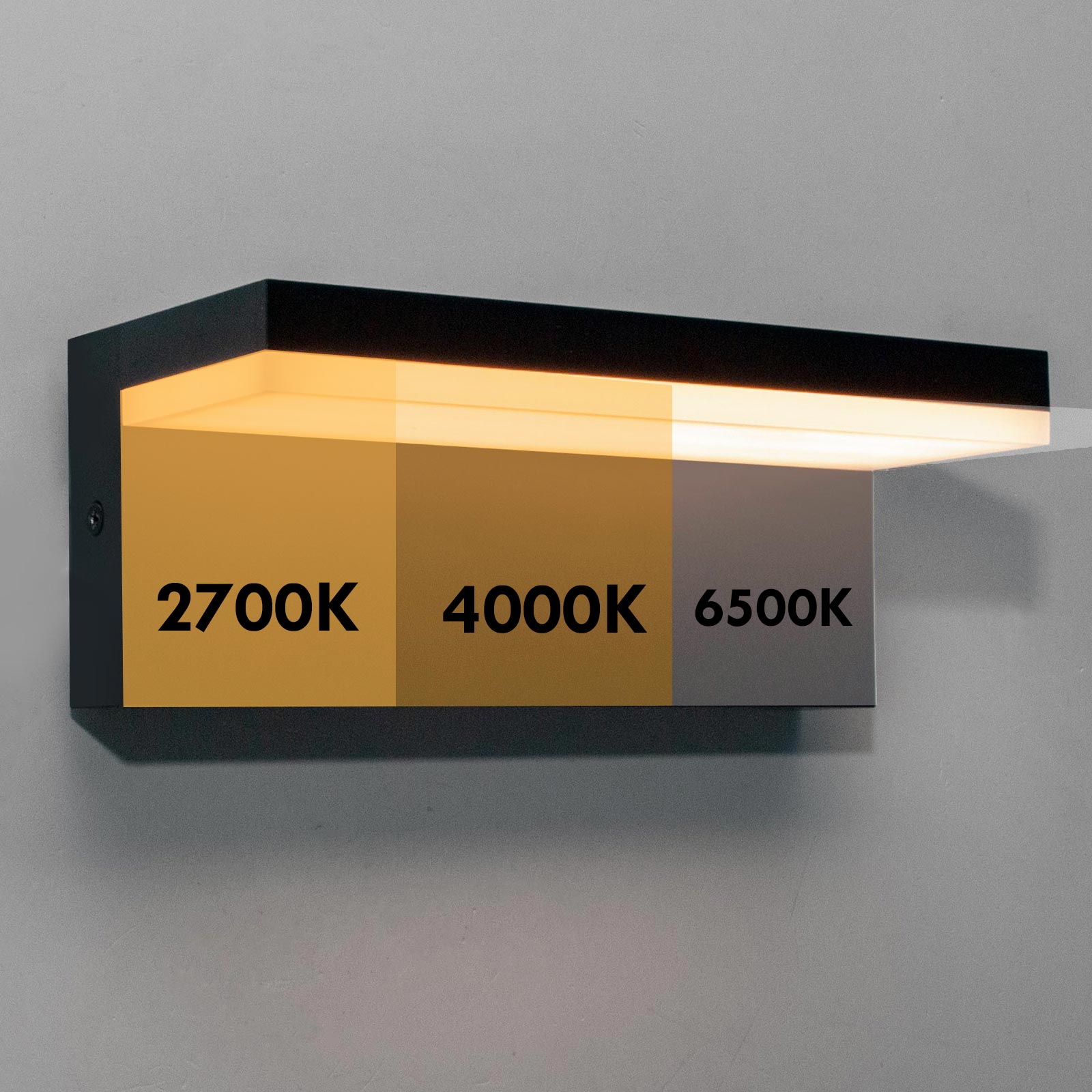 Applique parete LED 10W interruttore CCT da 2700K a 6500K lampada impermeabile esterni luce giardino balcone terrazza IP54 230V NERO