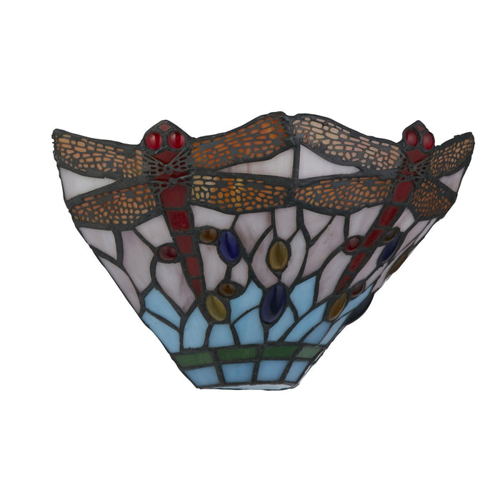 Applique Dragonfly - Metallo ottone anticato e vetro colorato