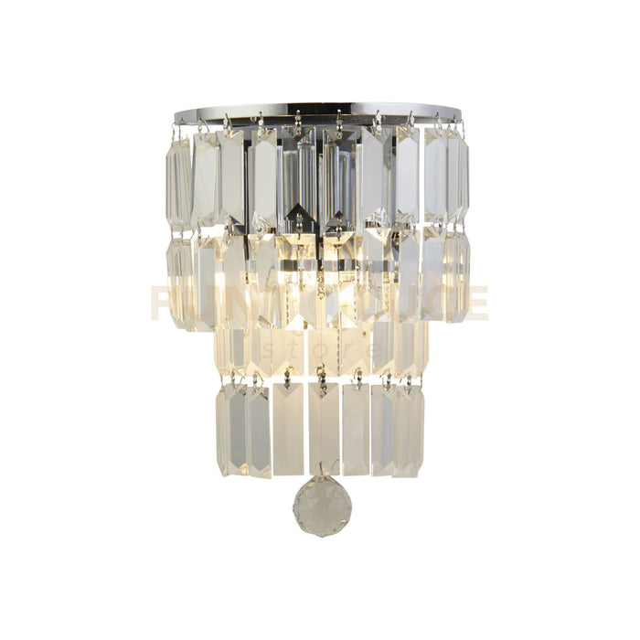 Applique Empire 2LT, cromo con cristallo trasparente