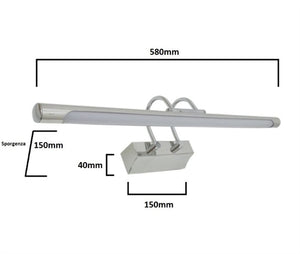 Applique LED Bagno 12W Lampada da Parete Moderna per Specchio 58cm IP44 230V Luce Fredda