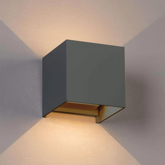 Applique cubo IP65 LED 12W CCT da 3000K a 6500K lampada parete moderna doppio fascio luminoso luce facciata giardino terrazzo GRIGIO