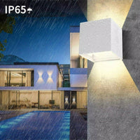 Applique cubo IP65 LED 12W CCT da 3000K a 6500K lampada parete moderna doppio fascio luminoso luce facciata giardino terrazzo BIANCO