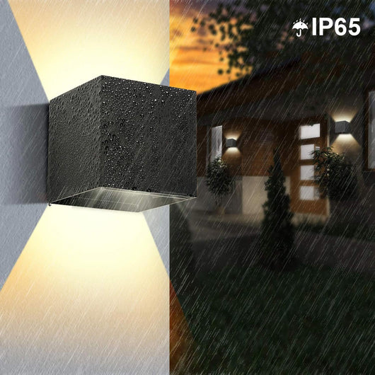 Applique cubo IP65 LED 12W CCT da 3000K a 6500K lampada parete moderna doppio fascio luminoso luce facciata giardino terrazzo NERO