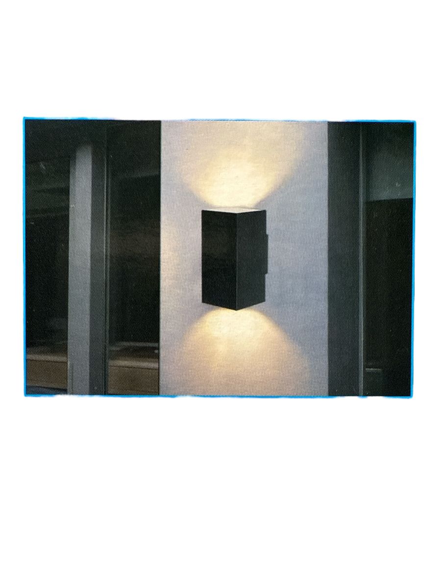 Applique LED da Parete Cubo Nero 18W 1600Lm Doppia Emissione CCT 3000K 4200K 6400K per esterni IP65