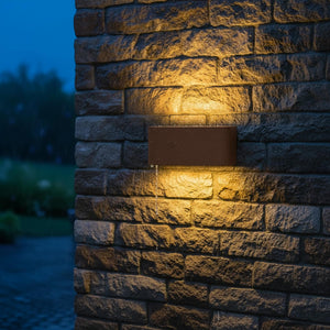 Applique lampada da muro parete in alluminio e vetro per esterno,doppia emissione luce, casa locali terrazza IP65 attacco E27 COLORE MARRONE