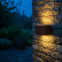 Applique lampada da muro parete in alluminio e vetro per esterno,doppia emissione luce, casa locali terrazza IP65 attacco E27 COLORE MARRONE