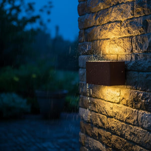 Applique lampada da muro parete in alluminio e vetro per esterno,doppia emissione luce, casa locali terrazza IP65 attacco E27 COLORE MARRONE